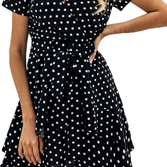 NEW! Women's Black Polka Dot Dress size XL - Picture 4 of 6